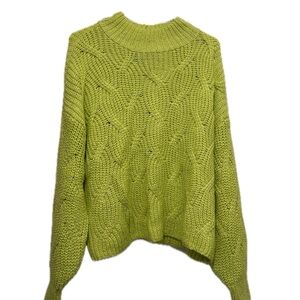 American Eagle Lime Green Cable Knit Sweater